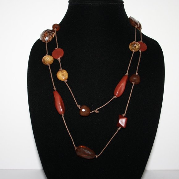 Autumn themed cord necklace with beautiful beads
